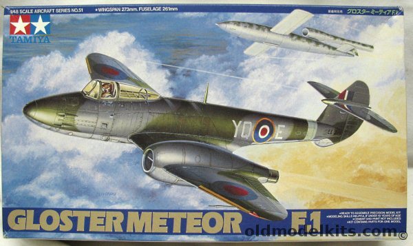 Tamiya 1/48 Glostor Meteor F.1 With Eduard 48-211 PE Set and Two Aeroclub Vac Canopies C071 and C070 - Prototype No. 1 or RAF 616th Sq, 61051-2400 plastic model kit